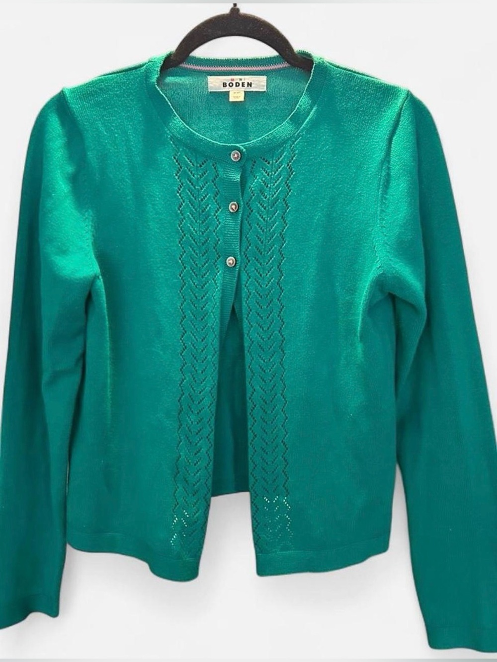 Mini Boden Emerald Green Knit 3 Button-Front Cardigan size 13-14y